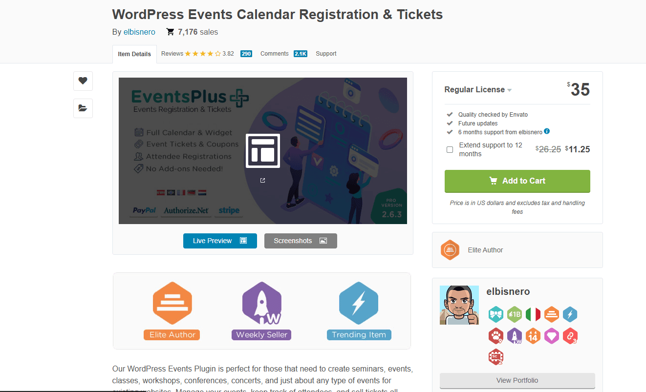 WordPress Events Calendar Registration & Tickets